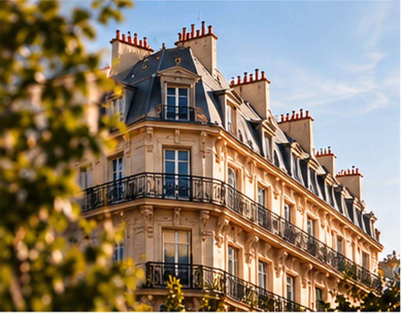 Façade haussmannienne sous le soleil, à Paris